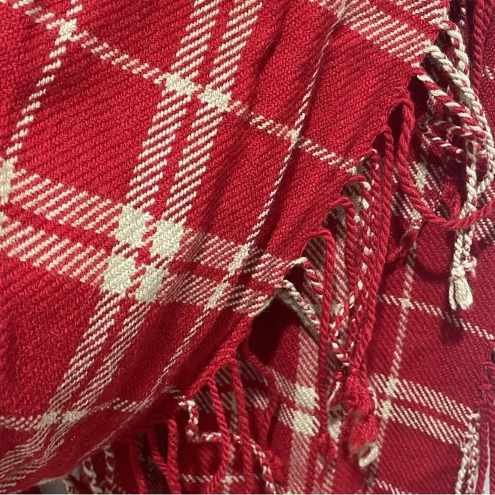Banana Republic Red Plaid Fringe Wrap Scarf - Picture 5 of 5